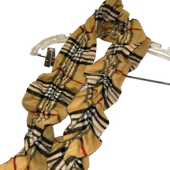 lord & taylor tan black red nova check plaid ruched gather scarf - Picture 3 of 3